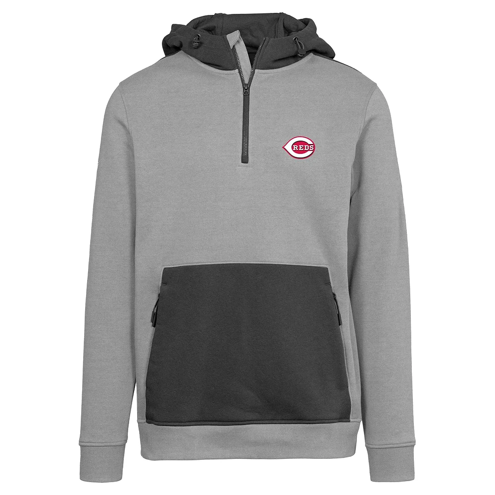 Men's Levelwear  Gray Cincinnati Reds Chicane Insignia 2.0 Quarter-Zip Hoodie