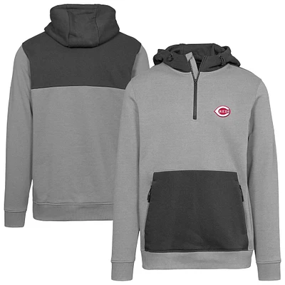 Men's Levelwear  Gray Cincinnati Reds Chicane Insignia 2.0 Quarter-Zip Hoodie