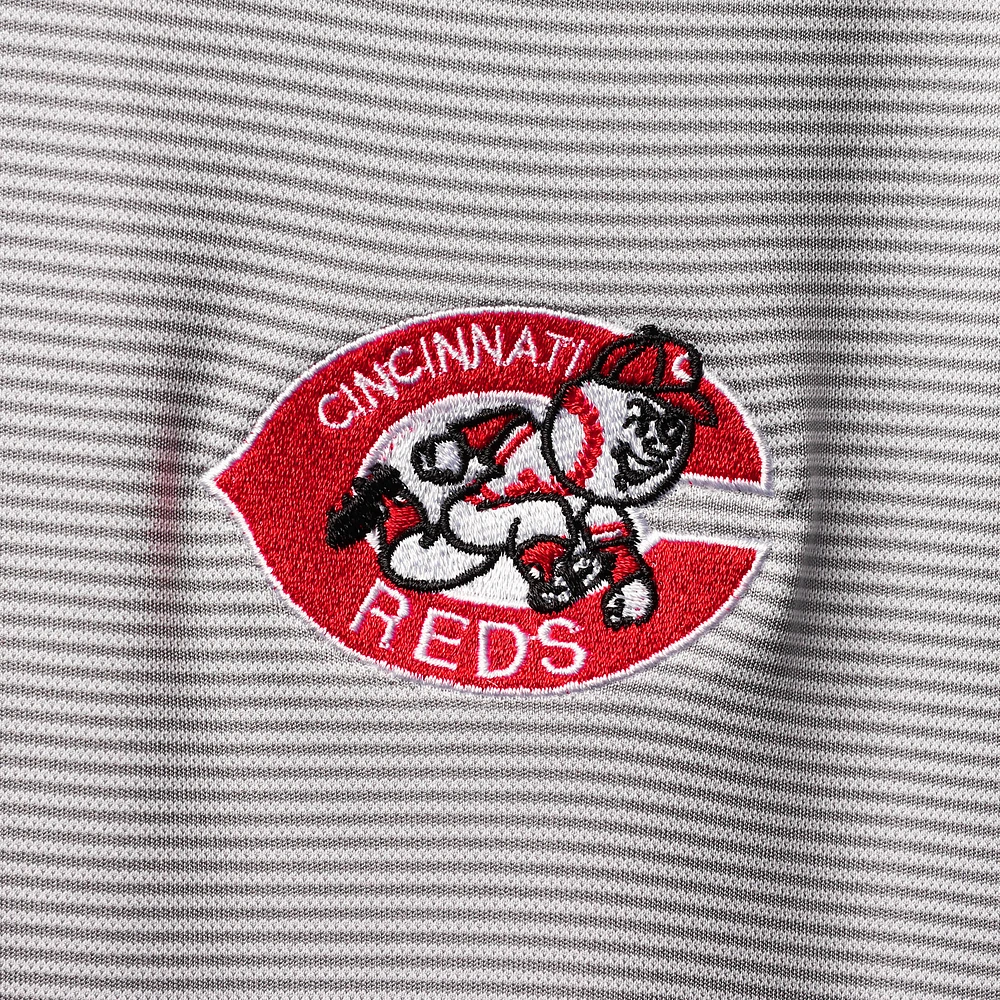 Men's Levelwear Gray Cincinnati Reds Orion Historic Logo Raglan Quarter-Zip Jacket