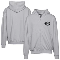 Men's Levelwear  Gray Cincinnati Reds Oversized Uphill Digital Camo Full-Zip Hoodie