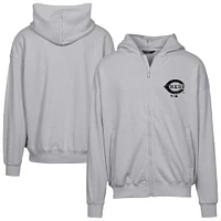 Men's Levelwear  Gray Cincinnati Reds Oversized Uphill Digital Camo Full-Zip Hoodie