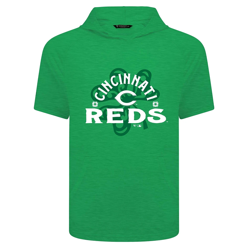 Men's Levelwear Green Cincinnati Reds St. Patrick's Day Phase Shamrock Short Sleeve T-Shirt Hoodie