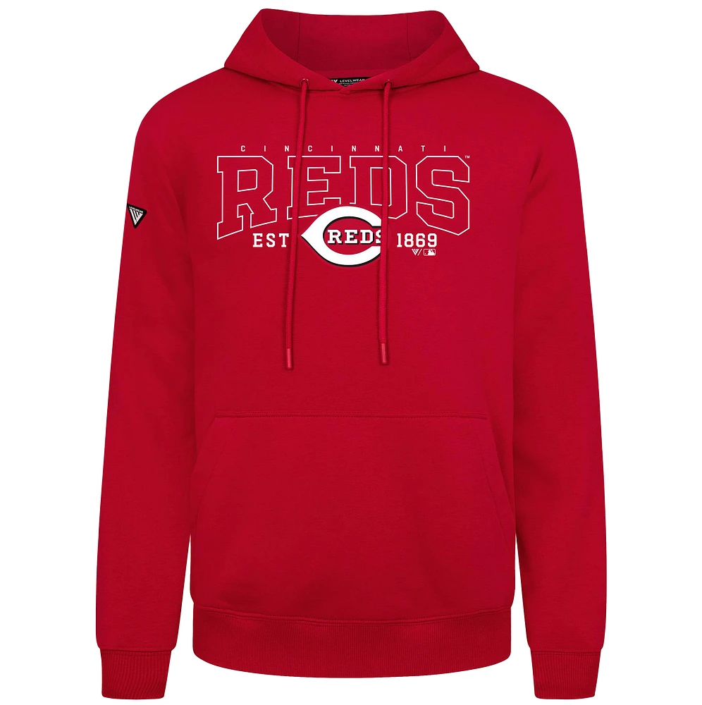 Sweat à capuche rouge Levelwear pour homme des Reds de Cincinnati Accolade Podium Textbook