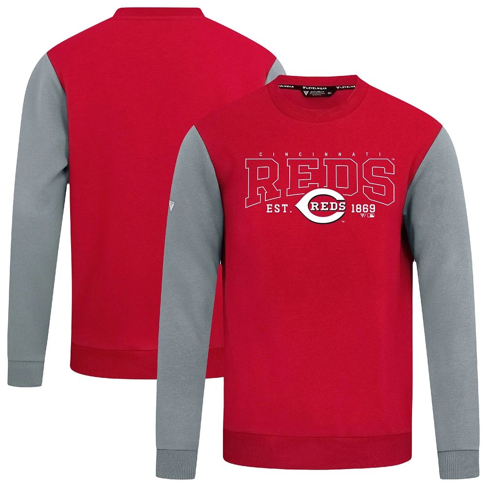 Men's Levelwear Red Cincinnati Reds Accolade Ultimate Textbook Pullover Sweatshirt