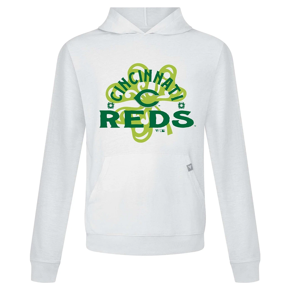 Sweat à capuche blanc pour homme Cincinnati Reds St. Patrick's Day Relay Shamrock