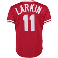 Hommes Mitchell & Ness Barry Larkin Rouge Cincinnati Reds Fashion Collection Cooperstown Maillot d'entraînement au bâton en maille