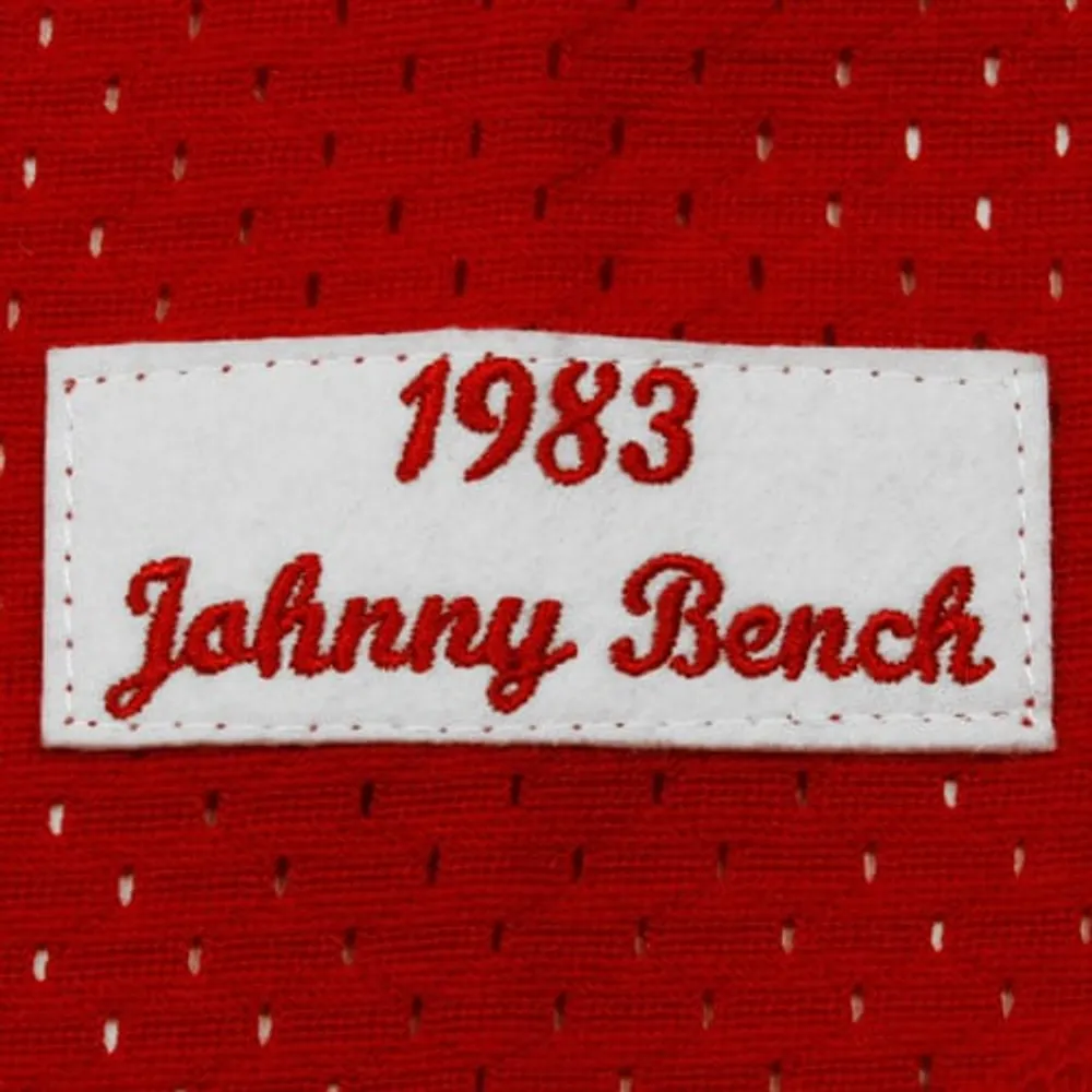 Mitchell & Ness Men's Mitchell & Ness Johnny Bench Red Cincinnati Reds 1983  Authentic Cooperstown Collection Mesh Batting Practice Jersey