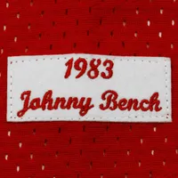 Men's Mitchell & Ness Johnny Bench Red Cincinnati Reds 1983 Authentic Cooperstown Collection Mesh Batting Practice Jersey