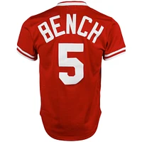 Men's Mitchell & Ness Johnny Bench Red Cincinnati Reds Cooperstown Collection Big Tall Mesh Batting Practice Jersey