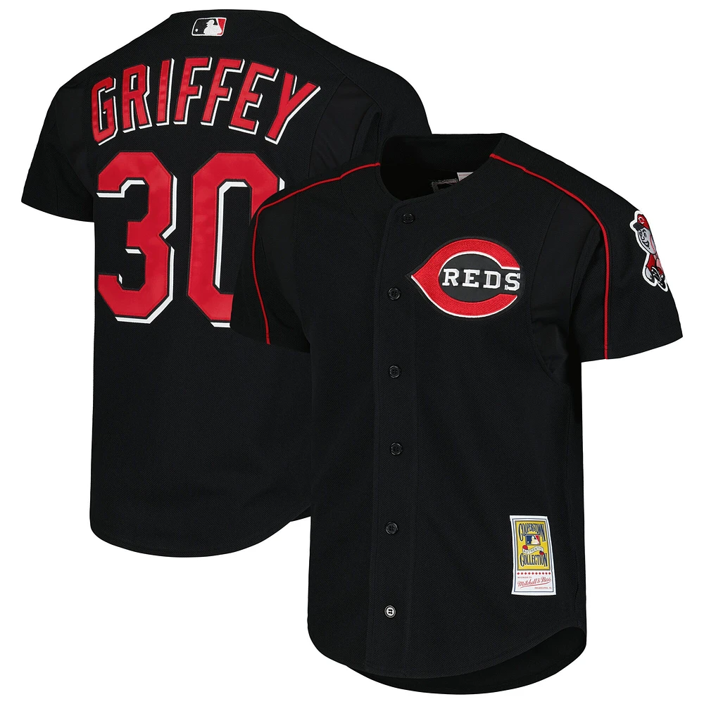 Mitchell & Ness Ken Griffey Jr. pour hommes, noir, Cincinnati Reds, collection Cooperstown, maillot d'entraînement au bâton en maille authentique