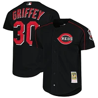 Mitchell & Ness Ken Griffey Jr. pour hommes, noir, Cincinnati Reds, collection Cooperstown, maillot d'entraînement au bâton en maille authentique