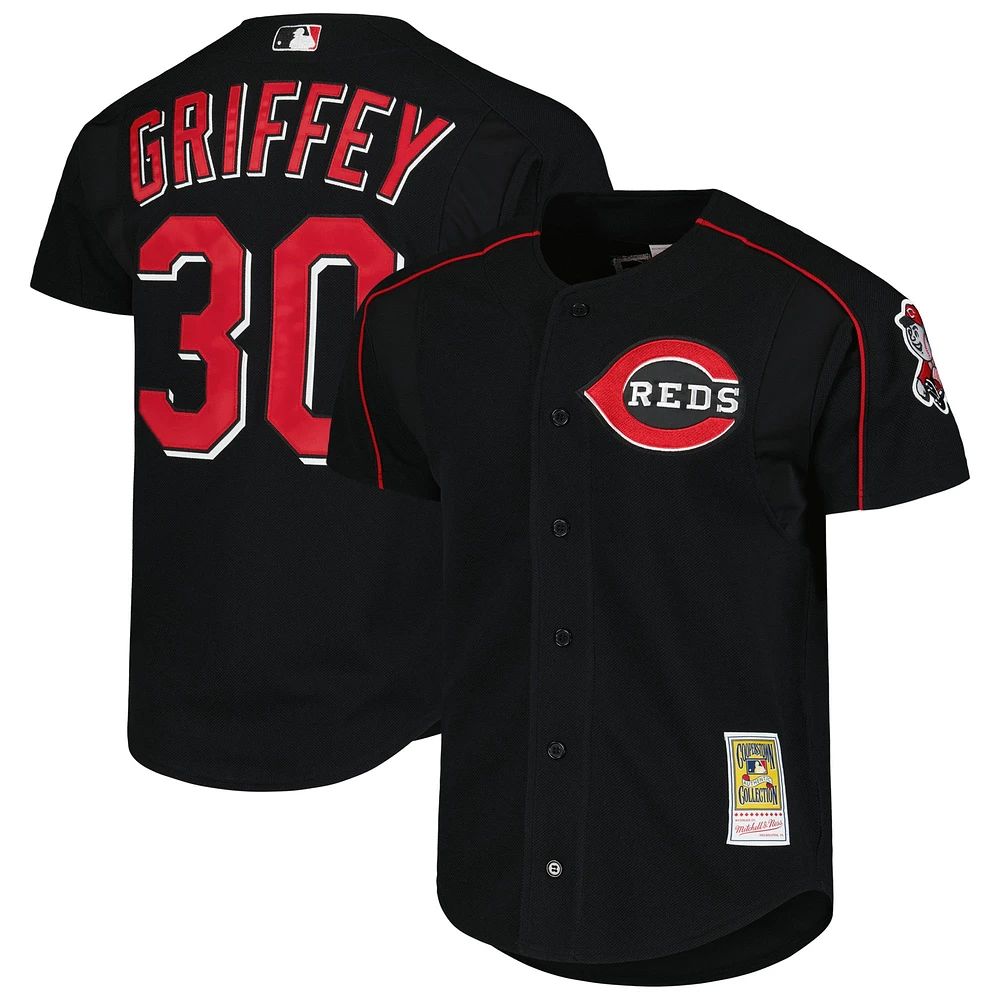 Mitchell & Ness Ken Griffey Jr. pour hommes, noir, Cincinnati Reds, collection Cooperstown, maillot d'entraînement au bâton en maille authentique