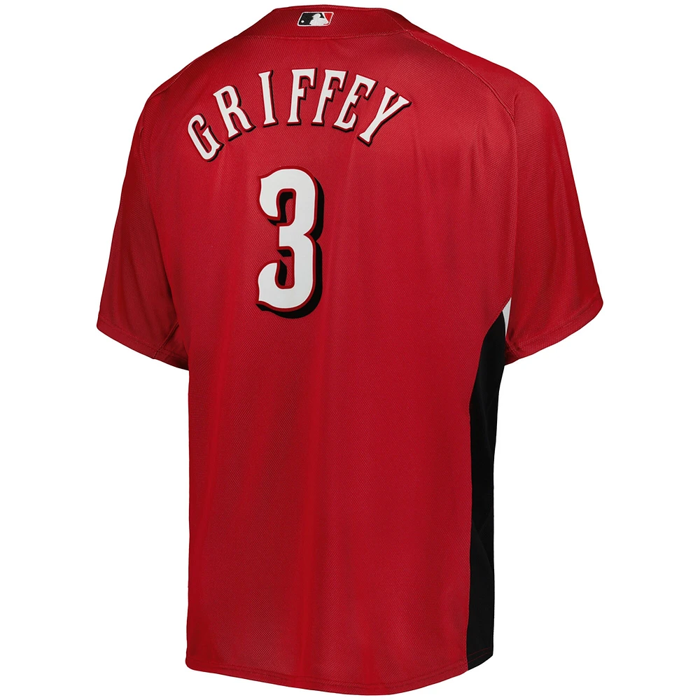 Mitchell & Ness pour homme Ken Griffey Jr. Rouge Cincinnati Reds Cooperstown Collection Maillot boutonné en maille entraînement au bâton