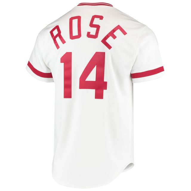 Homme Mitchell & Ness Pete Rose Blanc Cincinnati Reds Cooperstown Collection Maillot Authentique