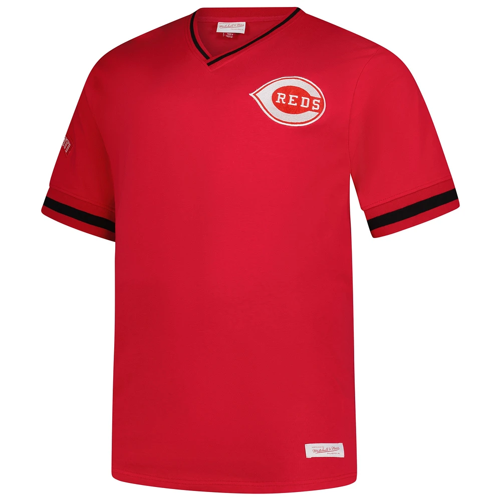 Men's Mitchell & Ness Red Cincinnati Reds Big Tall V-Neck T-Shirt