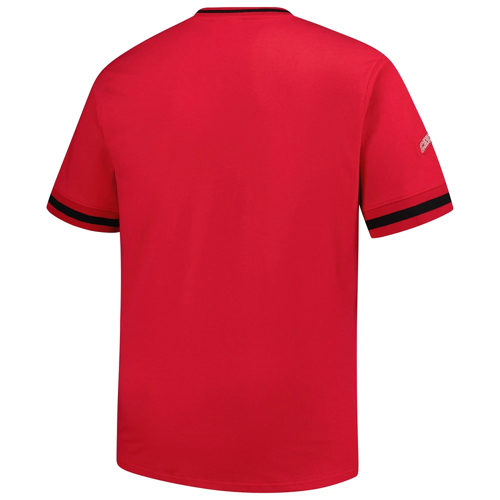 Men's Mitchell & Ness Red Cincinnati Reds Big Tall V-Neck T-Shirt
