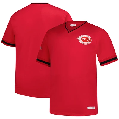 Men's Mitchell & Ness Red Cincinnati Reds Big Tall V-Neck T-Shirt