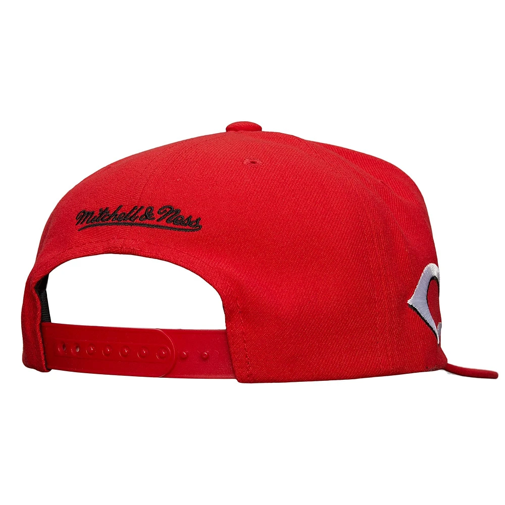 Casquette Snapback rouge avec étiquette de l'équipe des Cincinnati Reds Mitchell & Ness pour hommes