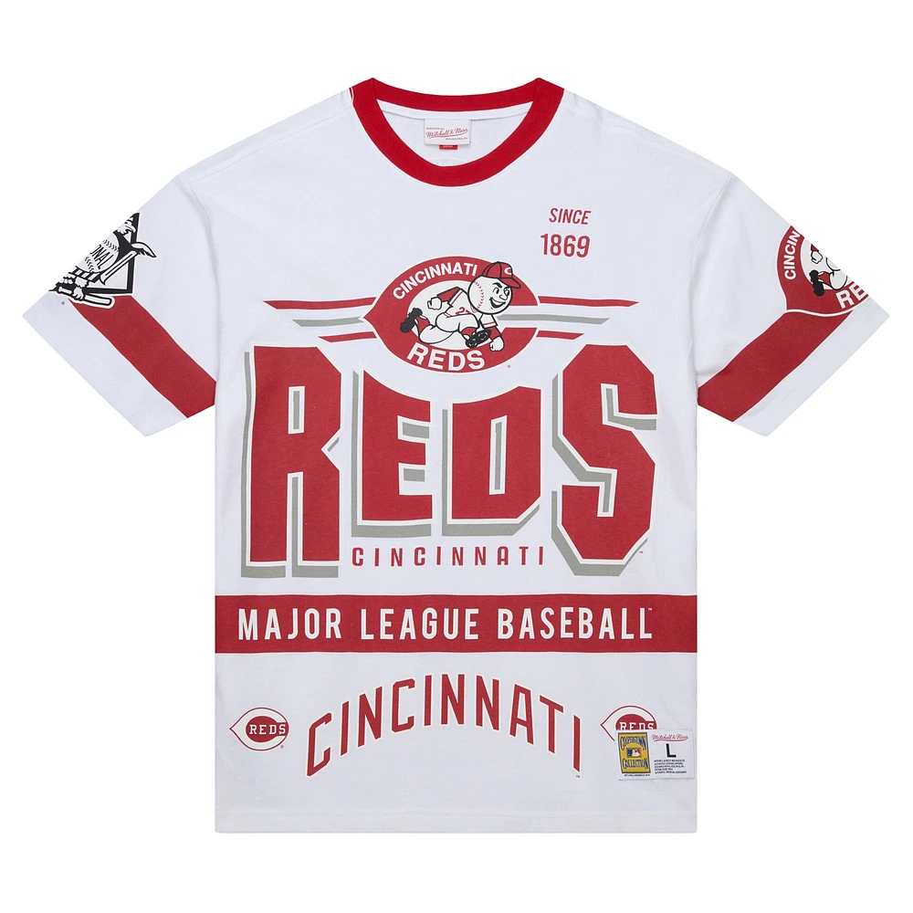 Men's Mitchell & Ness White Cincinnati Reds Cooperstown Collection Team Origins Premium T-Shirt