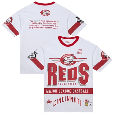 Men's Mitchell & Ness White Cincinnati Reds Cooperstown Collection Team Origins Premium T-Shirt