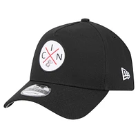 Casquette ajustable New Era 9FORTY A-Frame noire pour homme des Cincinnati Reds