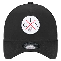 Casquette ajustable New Era 9FORTY A-Frame noire pour homme des Cincinnati Reds