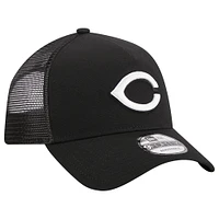 Men's New Era Black Cincinnati Reds A-Frame 9FORTY Trucker Adjustable Hat