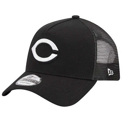 Men's New Era Black Cincinnati Reds A-Frame 9FORTY Trucker Adjustable Hat