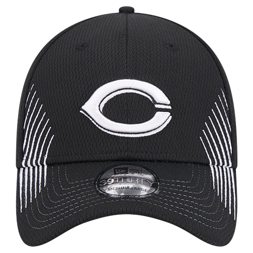 Men's New Era Black Cincinnati Reds Active Dash Mark 39THIRTY Flex Hat