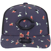Men's New Era Black Cincinnati Reds Adventure Drinks Pattern 9SEVENTY Stretch-Snap Hat