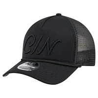 Men's New Era Black Cincinnati Reds City Initial 9FORTY A-Frame M-Crown Adjustable Trucker Hat