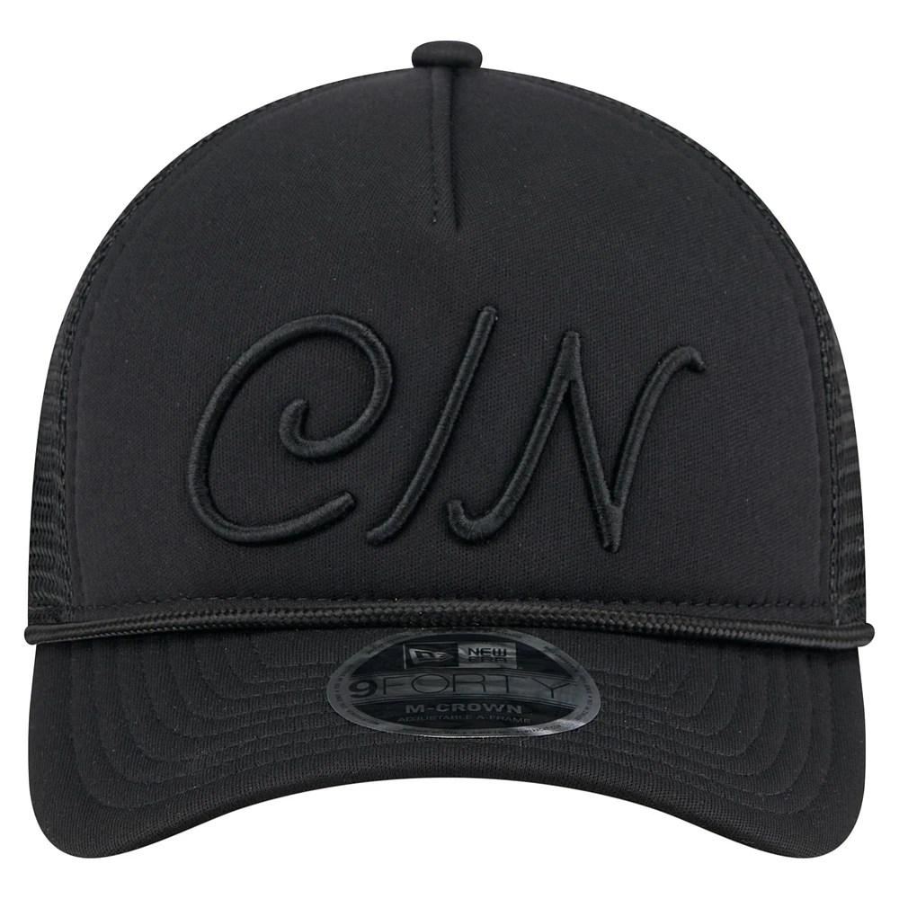 Men's New Era Black Cincinnati Reds City Initial 9FORTY A-Frame M-Crown Adjustable Trucker Hat