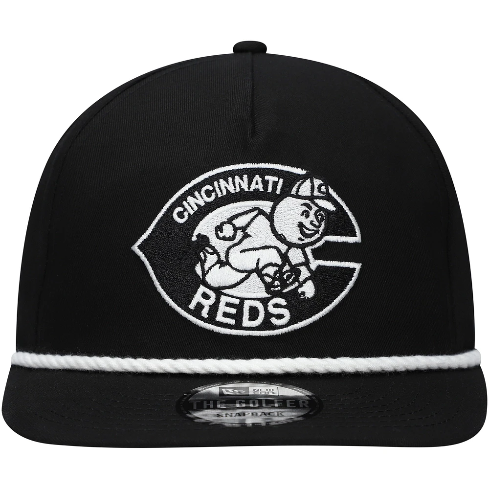 Casquette Snapback de golfeur des Cincinnati Reds New Era noire pour hommes