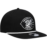 Casquette Snapback de golfeur des Cincinnati Reds New Era noire pour hommes