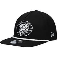 Casquette Snapback de golfeur des Cincinnati Reds New Era noire pour hommes