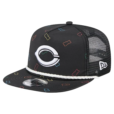 Casquette snapback noire Gummy Golfer Trucker des Reds de Cincinnati de New Era pour homme