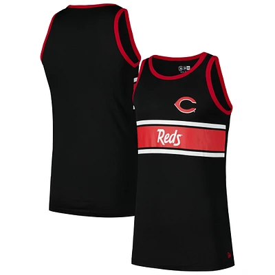 Débardeur Ringer en jersey noir Cincinnati Reds New Era pour hommes