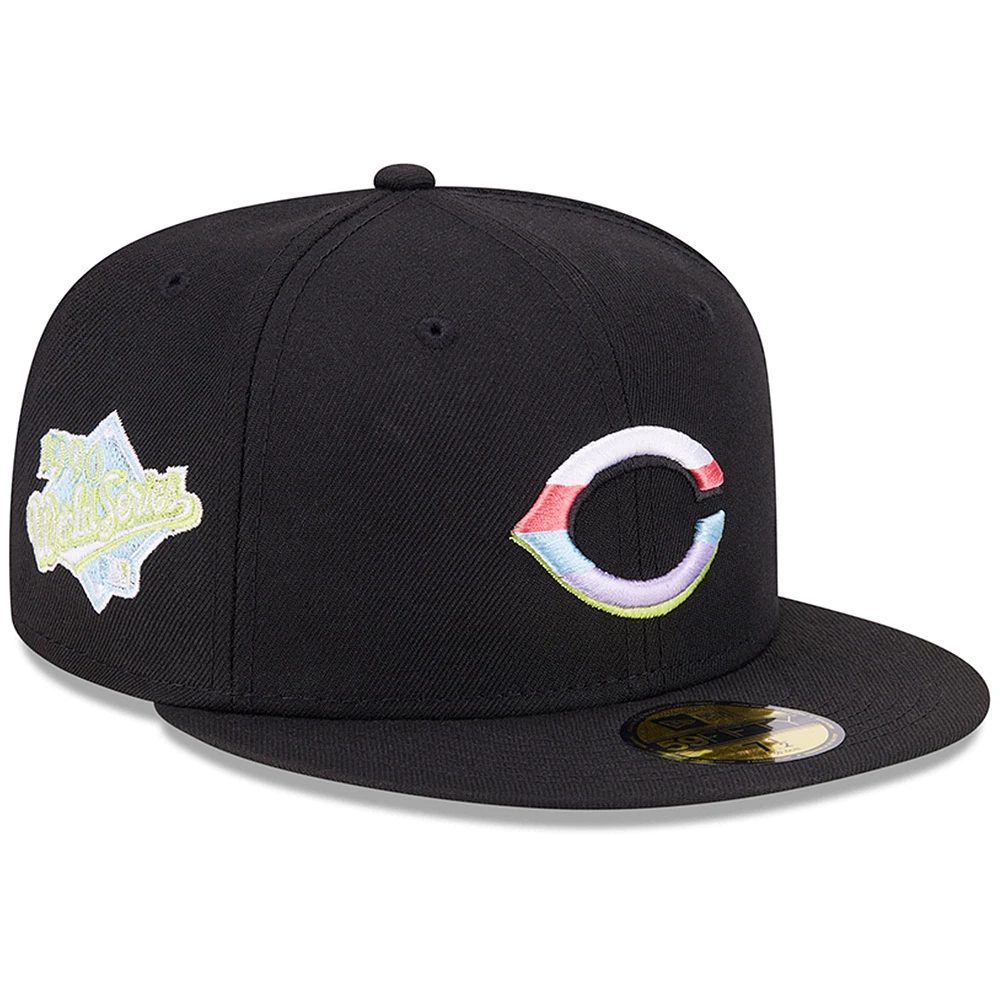 Casquette ajustée 59FIFTY noire pour homme Cincinnati Reds New Era