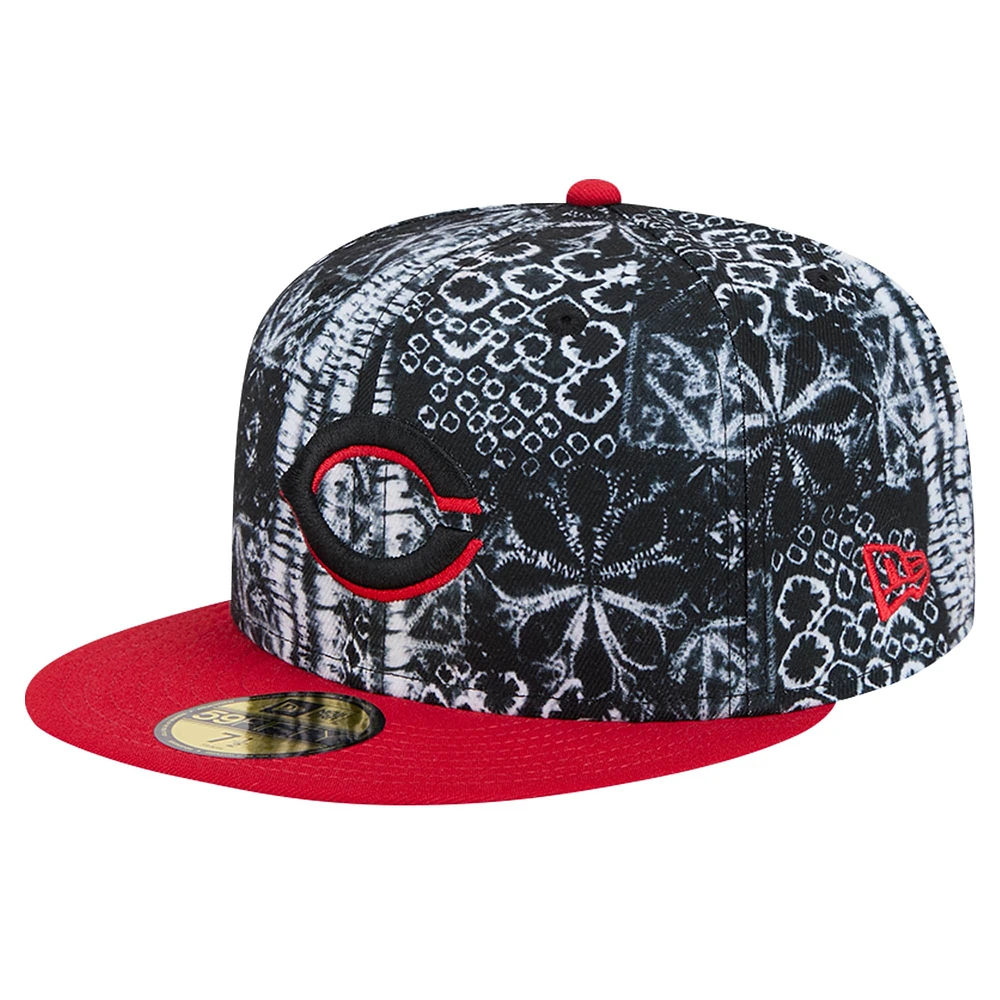 Casquette ajustée 59FIFTY New Era noire des Cincinnati Reds Sands pour hommes