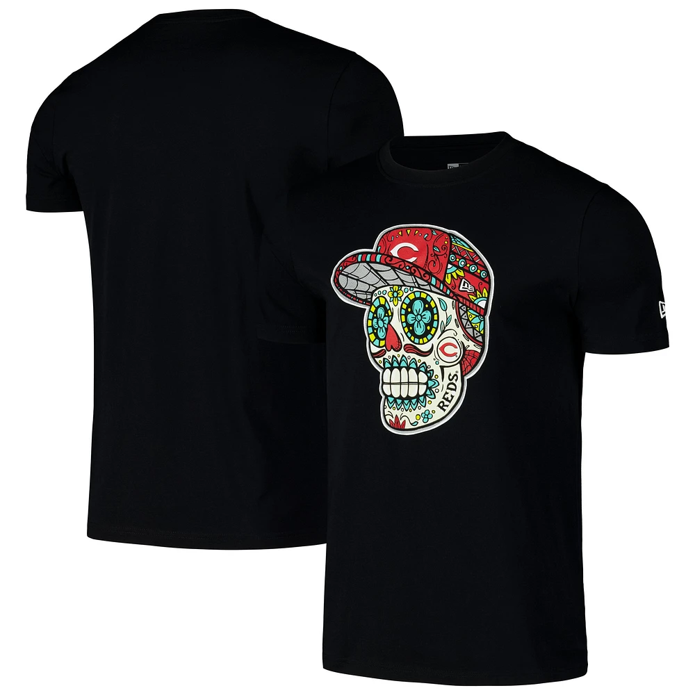 T-shirt noir Cincinnati Reds Sugar Skulls New Era pour hommes