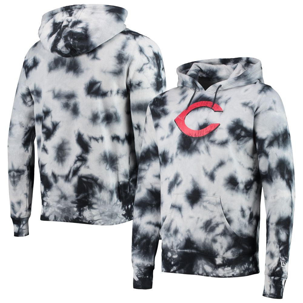 New Era Men's New Era Black Cincinnati Reds Tie-Dye Pullover Hoodie