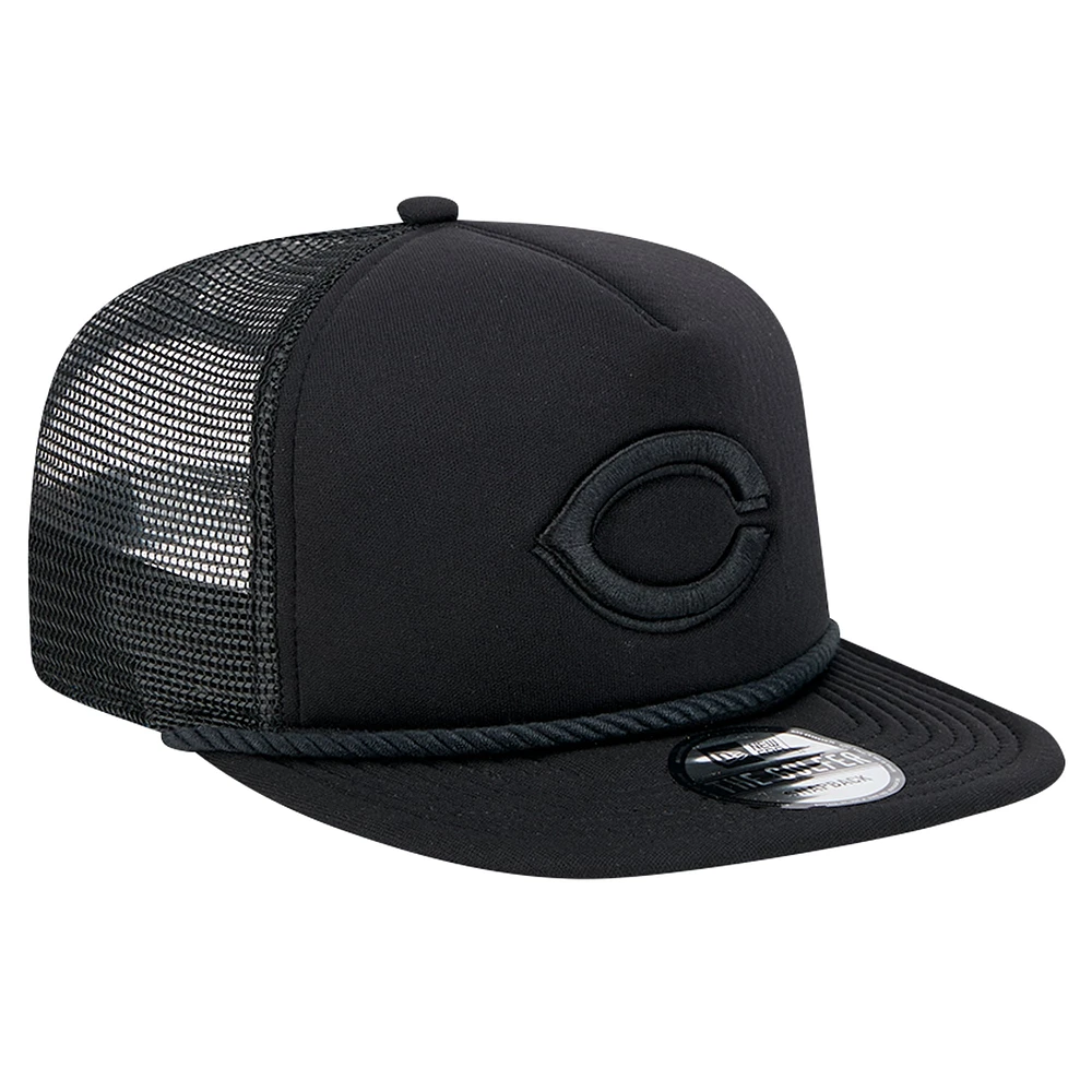 Casquette de golf à visière snapback en maille noire Cincinnati Reds de New Era pour homme