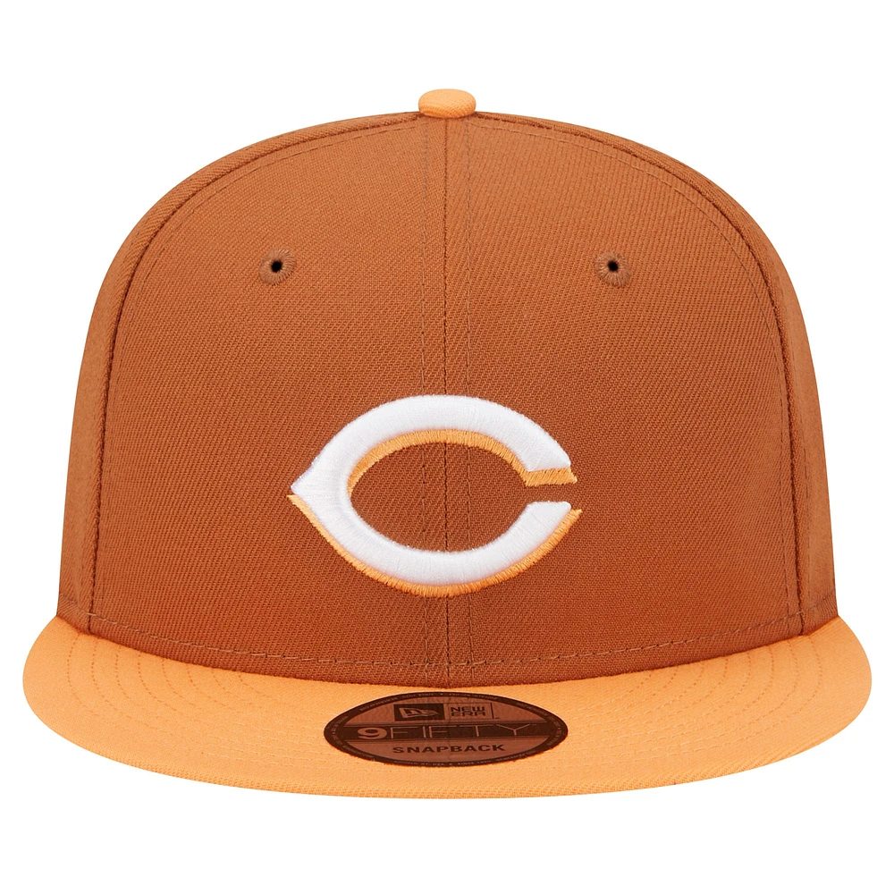 Men's New Era Brown Cincinnati Reds Spring Color Two-Tone 9FIFTY Snapback Hat