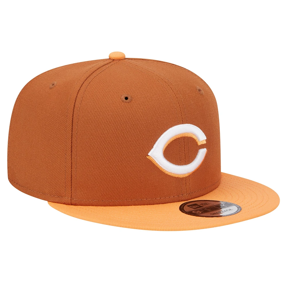 Men's New Era Brown Cincinnati Reds Spring Color Two-Tone 9FIFTY Snapback Hat