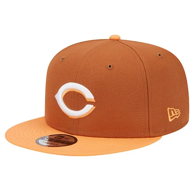 Men's New Era Brown Cincinnati Reds Spring Color Two-Tone 9FIFTY Snapback Hat