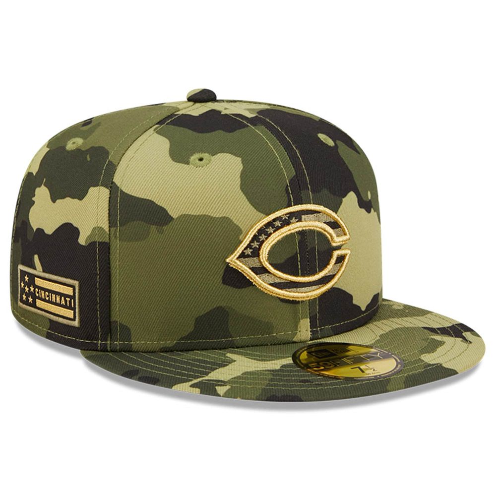 New Era Men's New Era Camo Cincinnati Reds 2022 Armed Forces Day On-Field  59FIFTY Fitted Hat