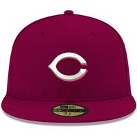 Men's New Era Cardinal Cincinnati Reds White Logo 59FIFTY Fitted Hat