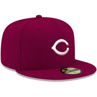 Men's New Era Cardinal Cincinnati Reds White Logo 59FIFTY Fitted Hat