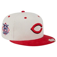 Men's New Era Cream/Red Cincinnati Reds Two-Tone Corduroy 59FIFTY Fitted Hat