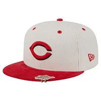 Men's New Era Cream/Red Cincinnati Reds Two-Tone Corduroy 59FIFTY Fitted Hat